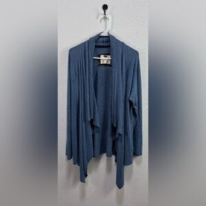 Cupio Large Blue Women's Open Front Cardigan Long Sleeves Flowy Cozy Career Wear